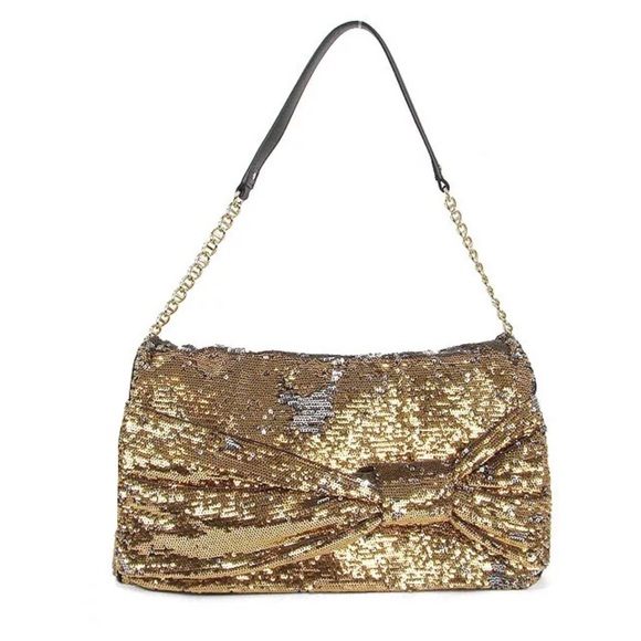 kate spade Handbags - Kate Spade Paola El Morocco Gold/Silver Bow Sequined Clutch Purse